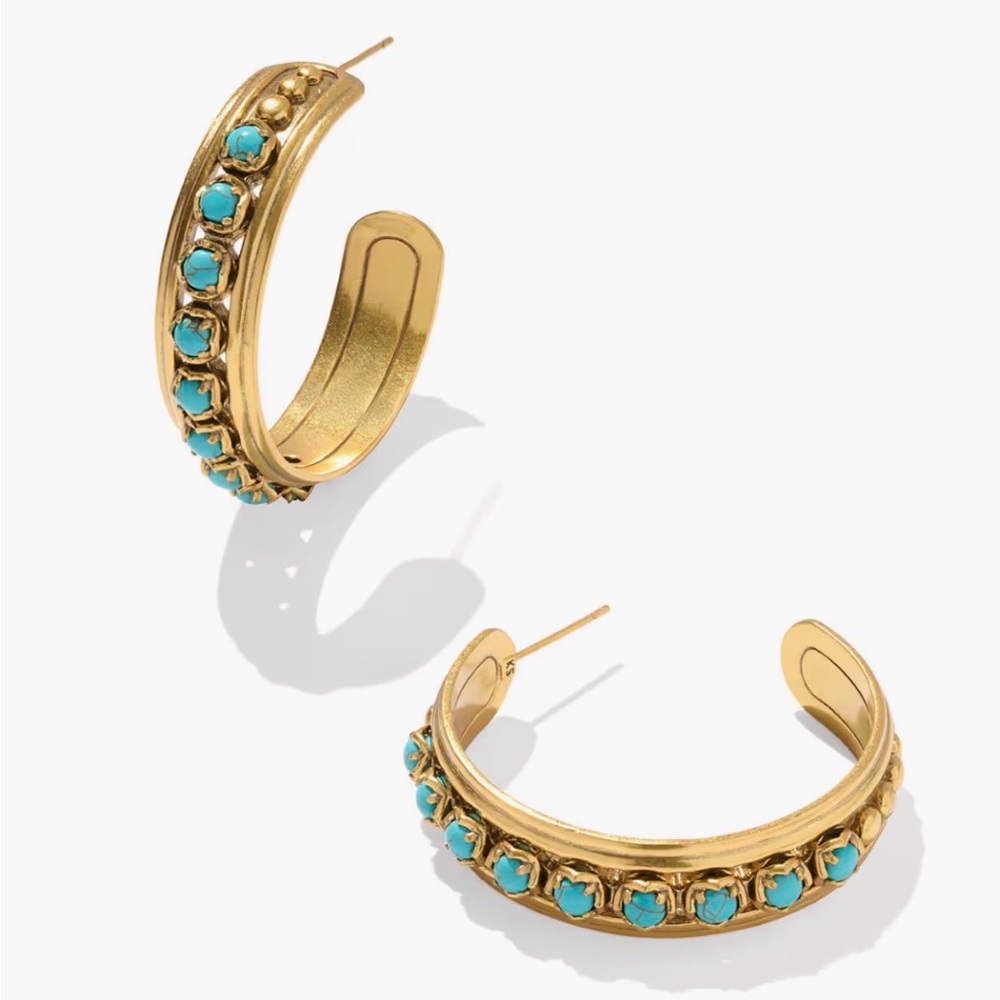 Kendra Scott Yellow Rose 23K Gold Earrings with Turquoise Accents